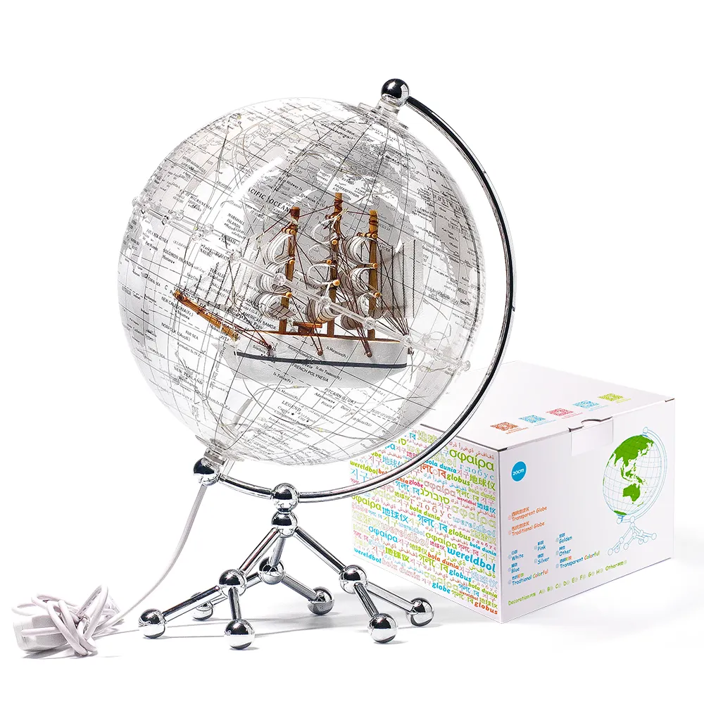 Modernes Home Desktop Dekoration Geschenk Silber Rotary World Umweltschutz Kunststoff Globe