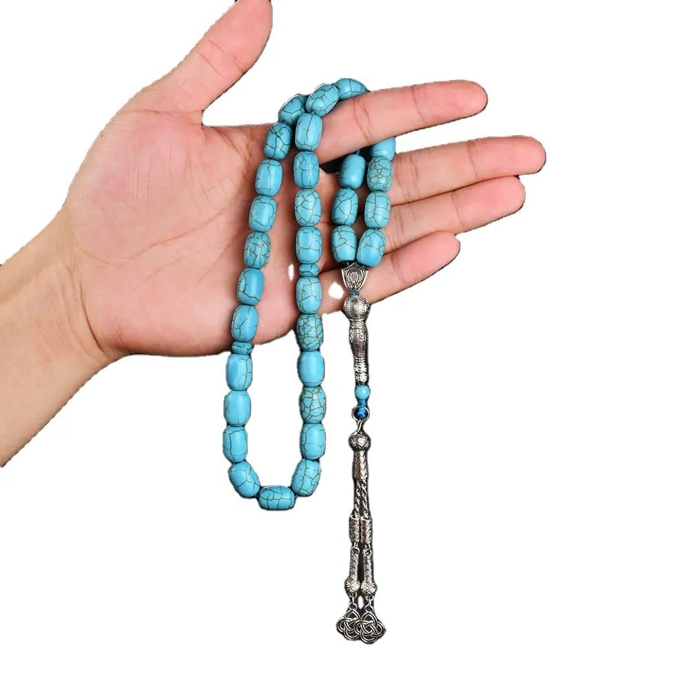 Vente en gros 10mm Turquoise Islamique Musulman Vente en gros Tasbeeh Misbaha Subah Chapelet Arabie Saoudite Arabe Tespih Perles de prière Tasbih