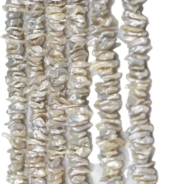 Cuentas sueltas de hilo de perlas de agua dulce, color blanco NATURAL, venta al por mayor