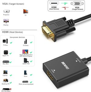 BENFEI HDMI a VGA Venta caliente Uni-Directional HDMI Computer a VGA Monitor Adapter (hembra a macho) con conector de audio de 3,5mm - Product Image 5