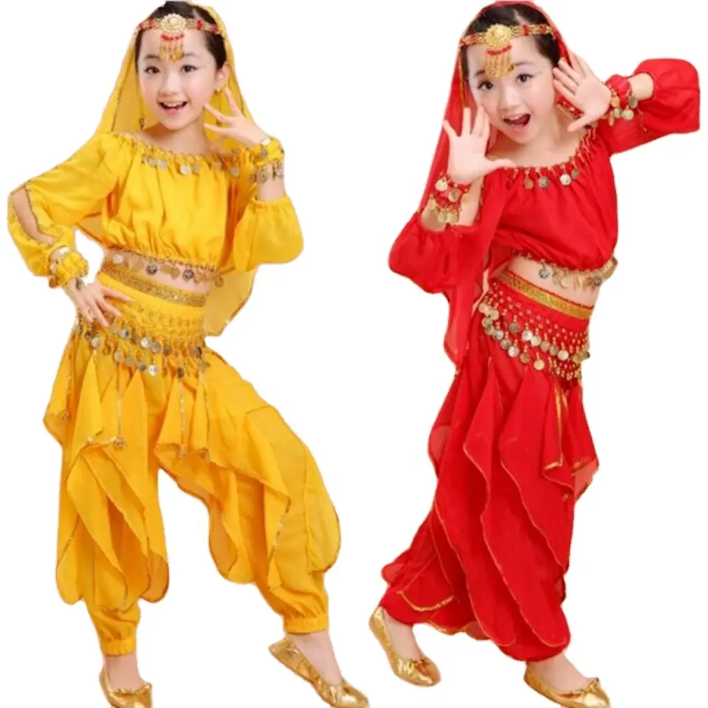Костюмы для танца живота Bestdance для девочек, детские костюмы для восточных танцев, длинные брюки, индийское платье, одежда для Болливуда, одежда для выступлений
