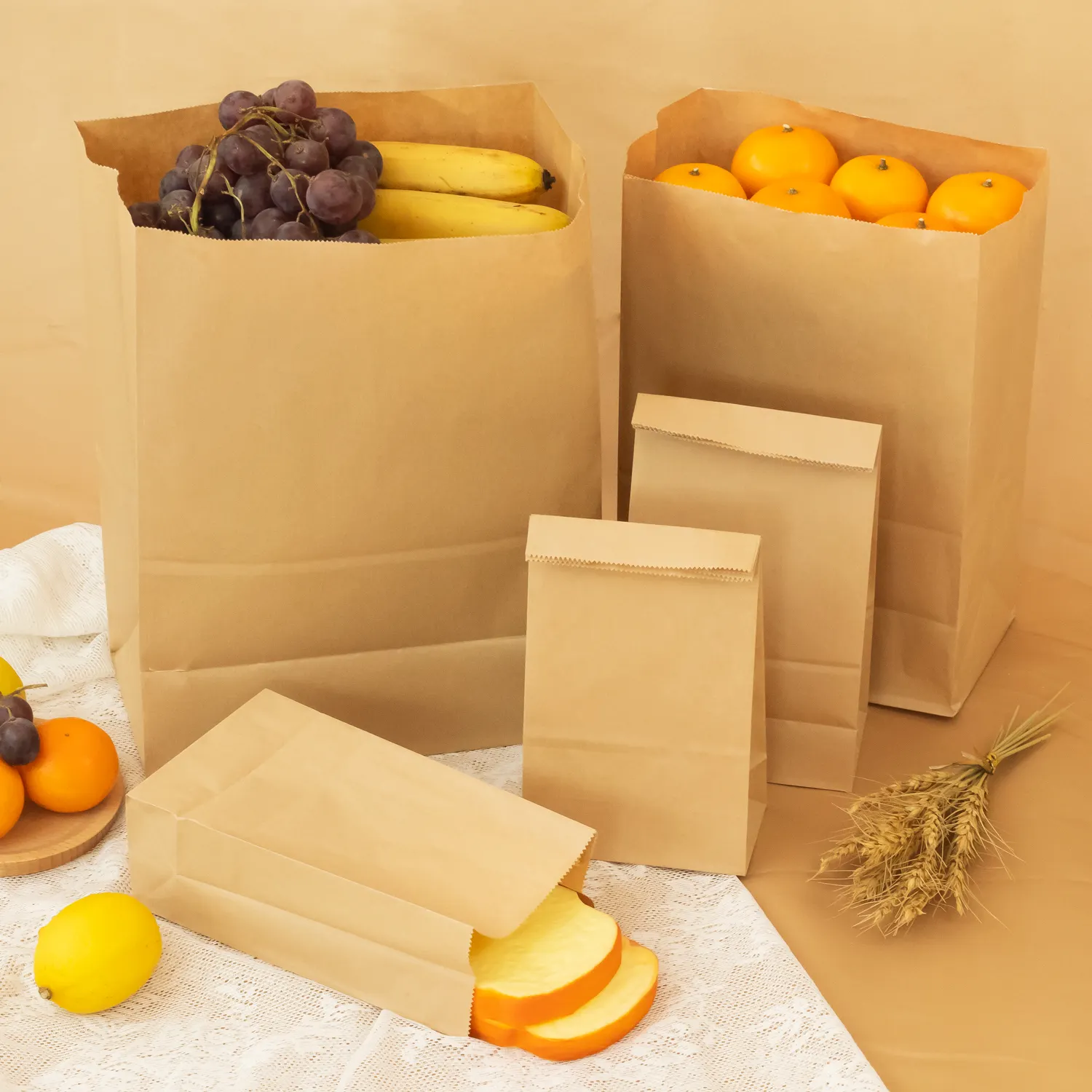 Bolsa de papel ecológica con logotipo personalizado para restaurante, pepitas de pollo fritas para llevar hamburguesas, comida rápida, embalaje de Taco, patatas fritas