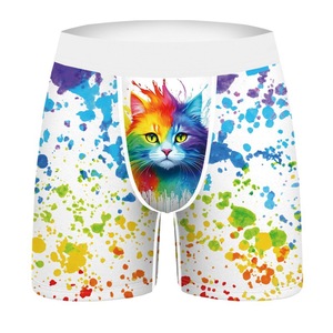 Erkek süt ipek streç boksör yüzmek mayo 3D dijital baskı karikatür yetişkin külot özel Logo nefes ODM örme bel boyutu - Product Image 4