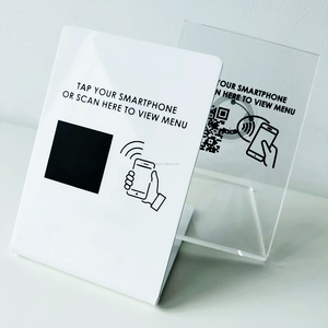 Customizable QR <strong>Code</strong> 13.56MHz 1K Frequency Waterproof PVC Menu Stand Google Review Payment Table Number NFC Display Stand - Product Image 6