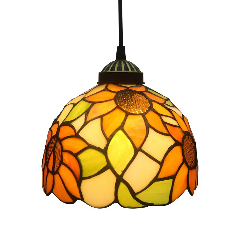 Хит продаж, винтажная люстра в стиле Тиффани E27, круглое цветное стекло в деревенском стиле, декоративный подвесной светильник, регулируемая Подвесная лампа
