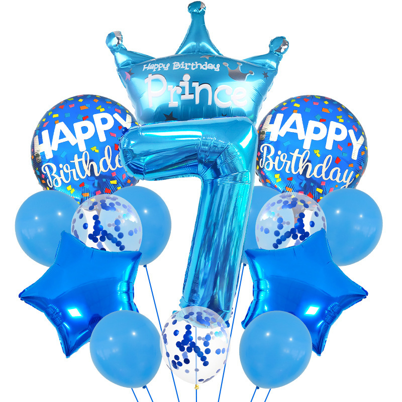 Blue balloons set 7 year