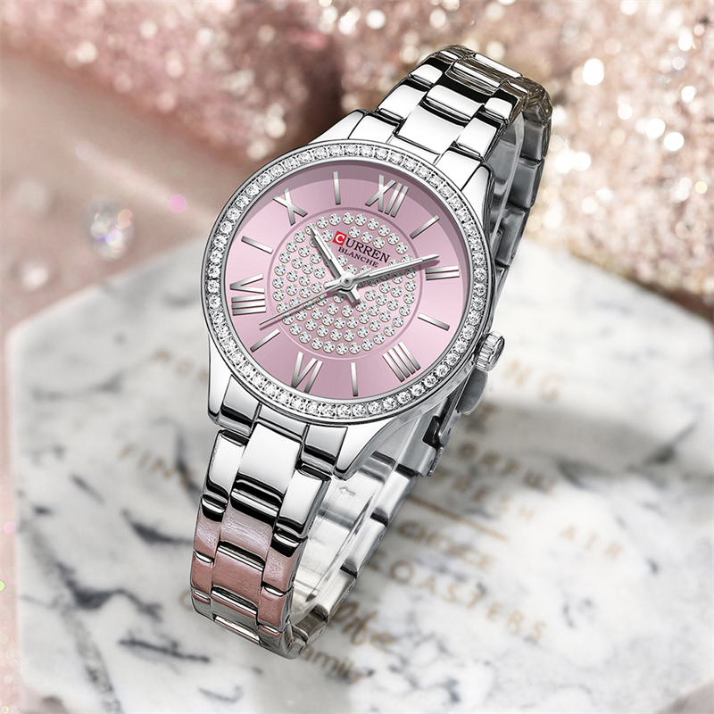 CURREN Top Brand Fashion Ladies Watches Stainless Steel Band Quartz Female Wristwatch Ladies Gifts Clock Relogio Feminino