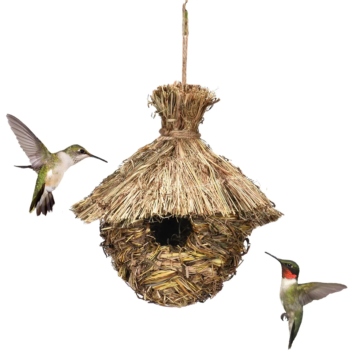 Natural Grass 100% Handmade Bird Nest Woven Hummingbird House Humming Bird Nest For Outdoor Hanging
