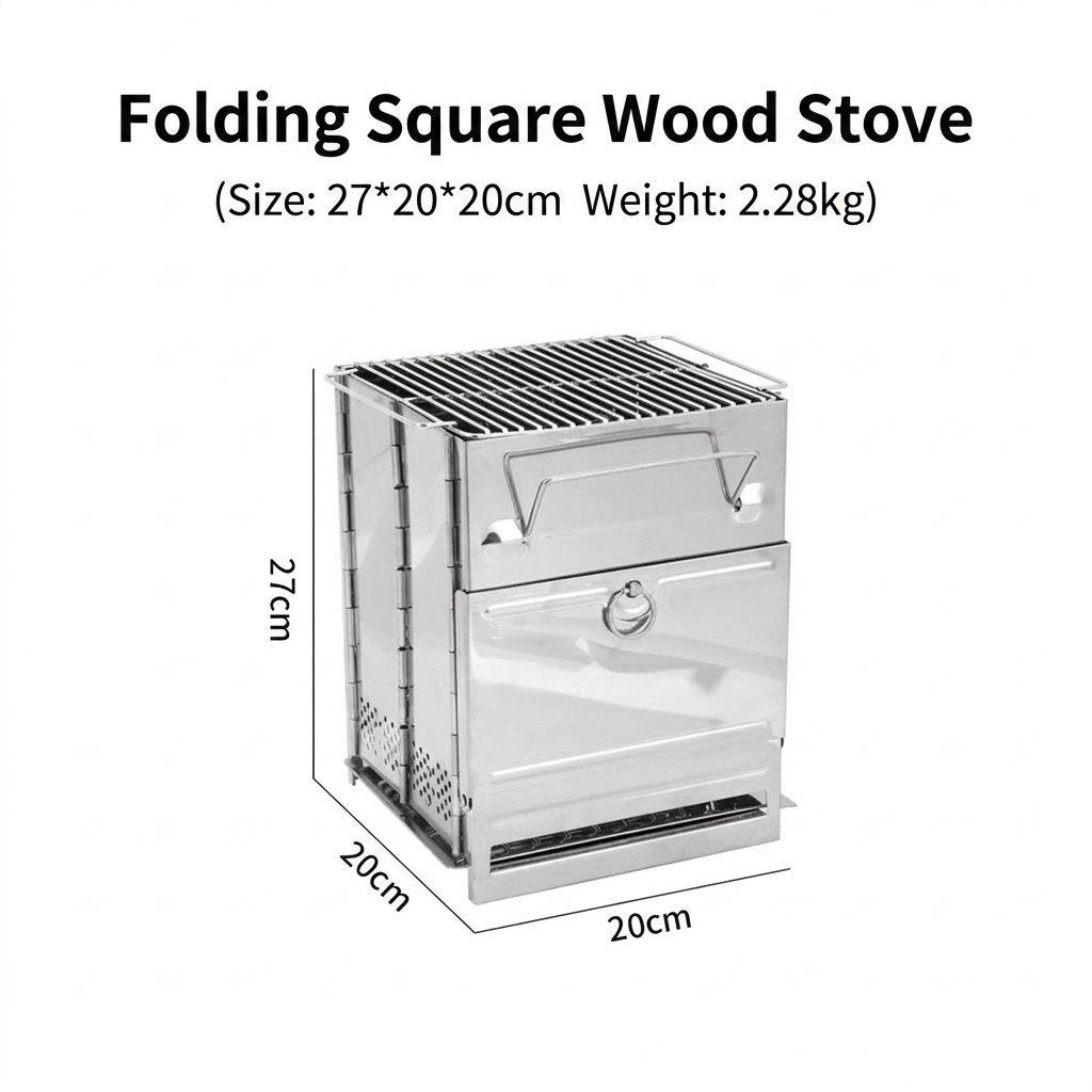 Square wood stove-large