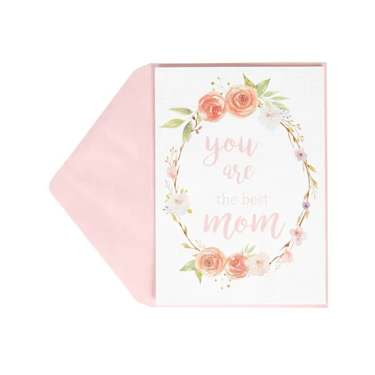 Feliz Día de la madre, Gracias amor hecho a mano tarjetas de impresión de flor tarjetas de felicitación para mamá