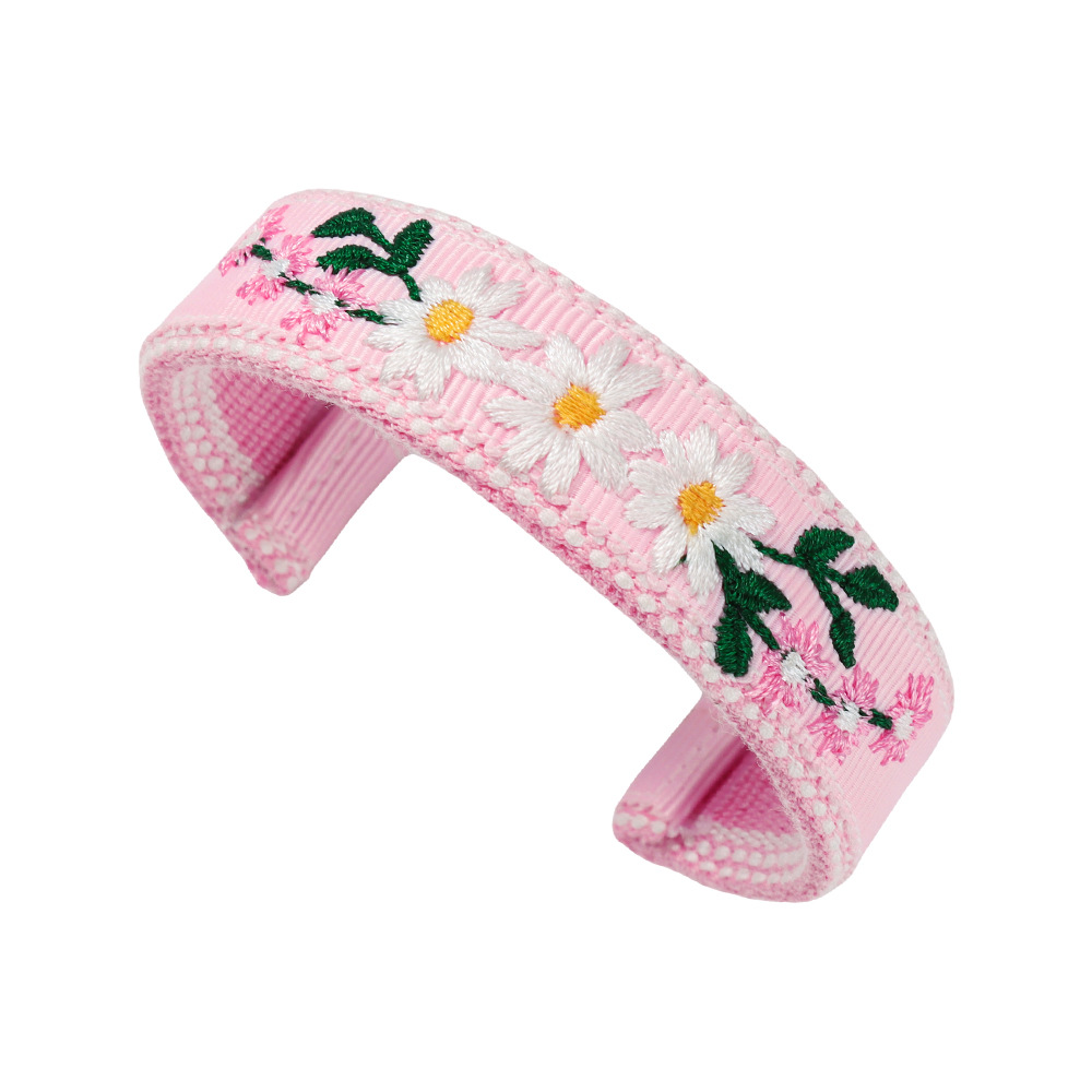 Floral embroidery open bracelet-238b