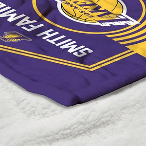 Los Angeles Lakers NBA kişiselleştirilmiş 50x60 inç DB Dominion ipek dokunmatik Sherpa atmak battaniye - Product Image 4