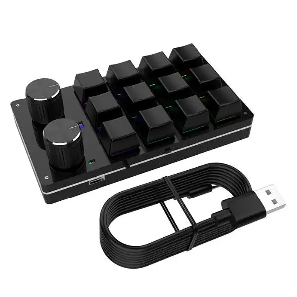 Programlama makro klavye RGB özel topuzu klavye 12 anahtar 2 topuz oyun Mini klavye kopyala yapıştır PS Hotswap tuş takımı