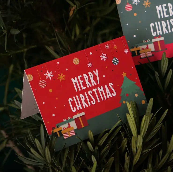 레트로 크리스마스 카드 선물 카드 크리스마스 이브 새해 인사말 비즈니스 연례 회의 휴일 카드 세트