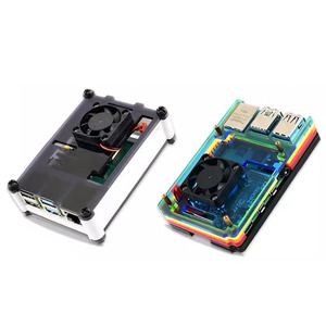 Raspberry Pi generazione 4 B arcobaleno/guscio acrilico bianco e nero con ventola di raffreddamento per un aspetto bellissimo e connessione esterna - Product Image 1