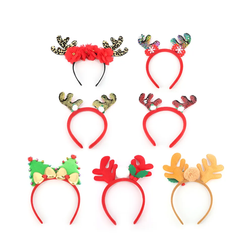 Factory Wholesale Different Designs Fashion Christmas Reindeer Santa Funny Party Headband Hairband