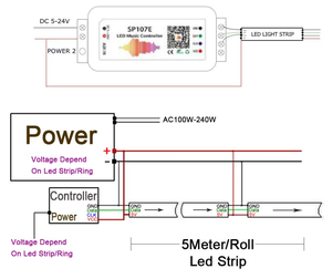 SP107E LED denetleyici BT piksel IC SPI müzik telefon APP tarafından WS2812 SK6812 RGBW APA102 şerit SP002E için USB DC5-24 - Product Image 3