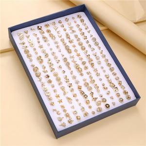 Kutulu earringsof 100 çift çok delikli kombinasyon küpe basit ve şık elmas küpe kaldırmak kolay - Product Image 2
