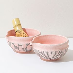 Geling giá tốt nhất gốm hồng làm bằng tay Matcha chawan bát đặt bán buôn tre tùy chỉnh Matcha Whisk Kit <span class=keywords><strong>Set</strong></span> với hộp quà tặng - Product Image 3