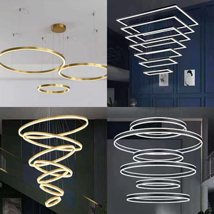 Basit asılı dekoratif asma tavan ışığı circ ışıkları modern 3 yüzük LED oturma odası akrilik tasarım kolye ışık