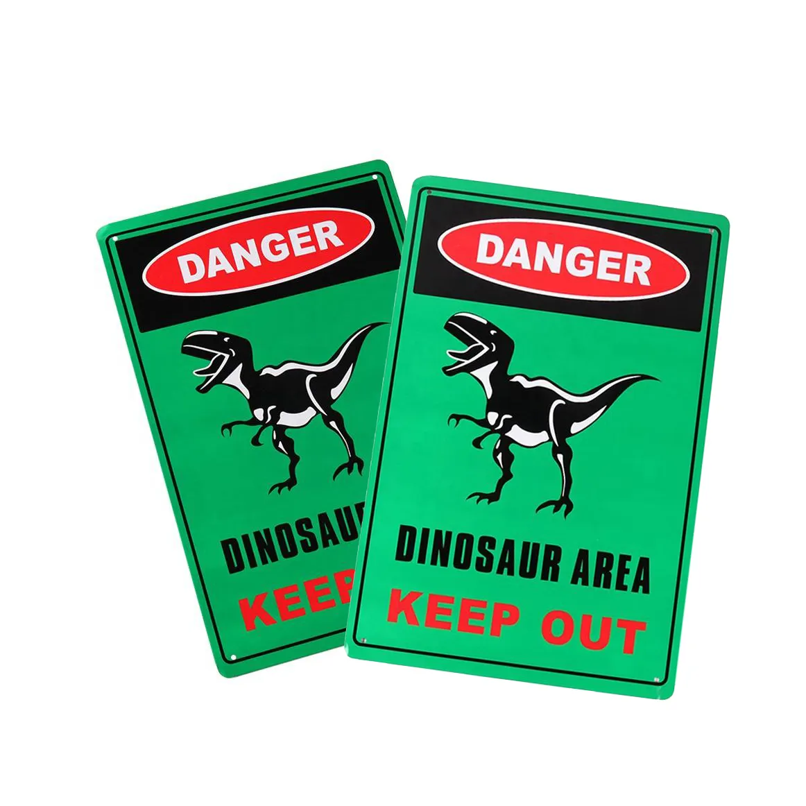 Fabrication Panneau d'avertissement en étain Boutique Décoration murale Danger Animal Signe Plaque en étain Zone des dinosaures Keep Out Dinosaur Tin Sign