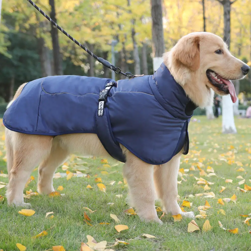 Casaco de cachorro grande com pano para animais de estimação, casaco refletivo à prova d'água para cachorros grandes, retriever dourado, labrador