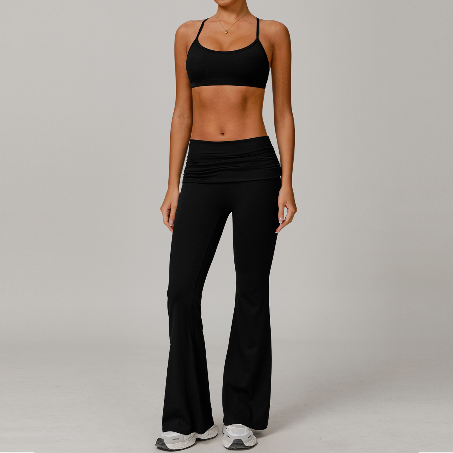 8347 bra-8516 flared pants-premium black