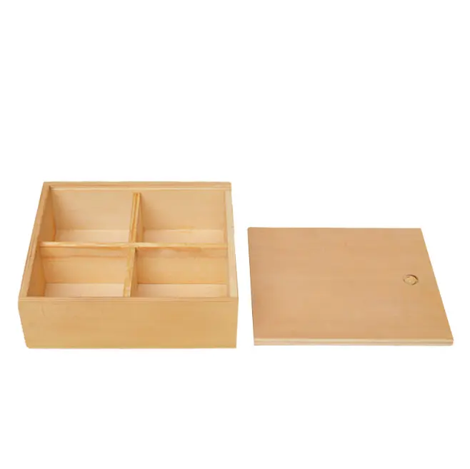 Custom handcrafted wood gift packaging box jewelry case with sliding lid top natural color