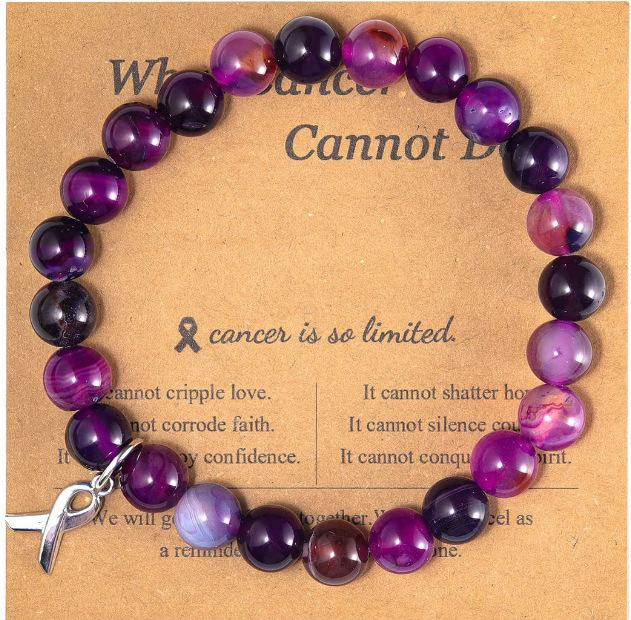 Bracelet carte What rose + noeud papillon agate violette