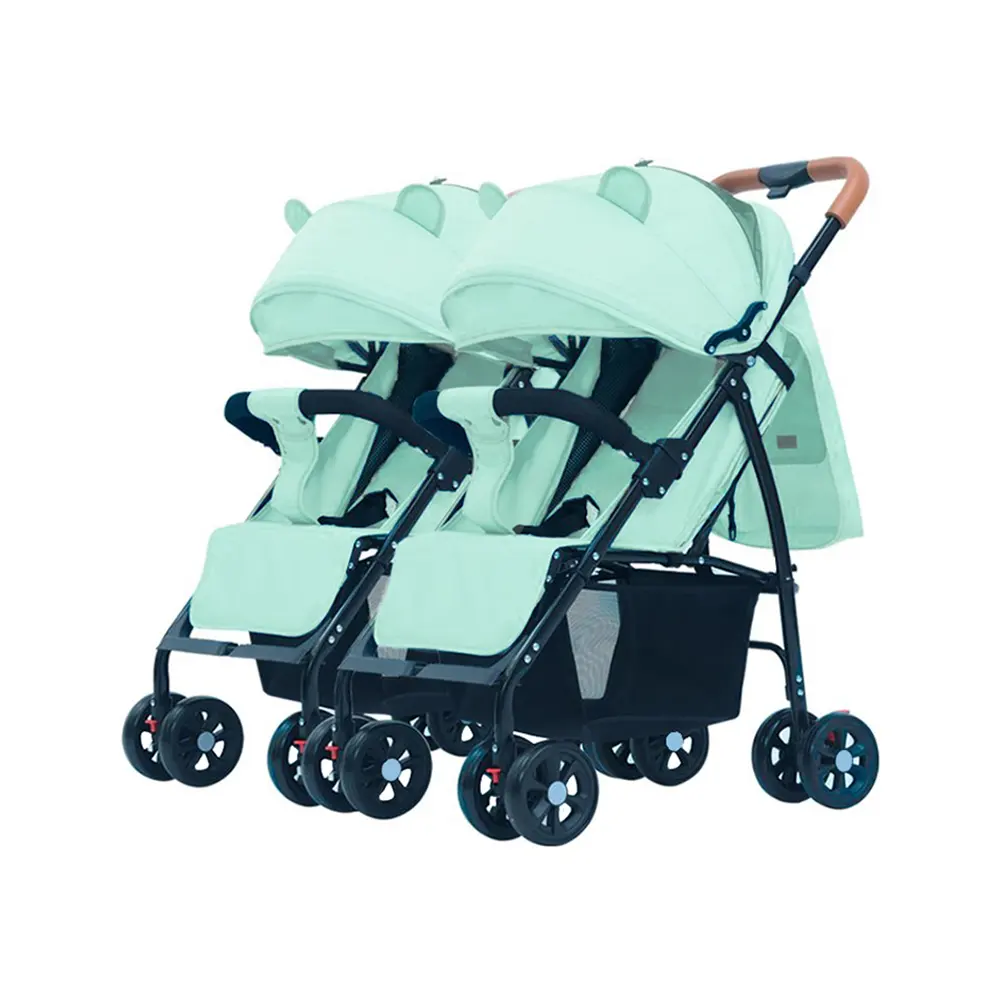 Wholesale Foldable Carbon Steel Frame Lightweight Travel Luxurious Stroller Baby Two Seats Twins Double Baby Pram Twin Stroller