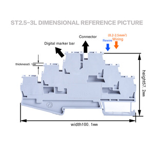 ST 2.5-3L Three Layer <strong>Terminal</strong> <strong>Block</strong> ST2.5-3L DIN Rail <strong>Spring</strong> <strong>Connection</strong> <strong>Terminal</strong> JST 2.5-3L Wire Connector - Product Image 2