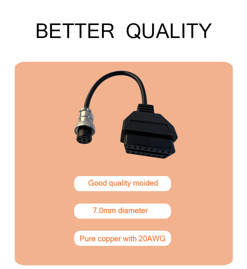 Adapter cable for PGO Motorbike 6pin-OBDII 16pin F Diagnostic Connection Cable for PGO motorcycle