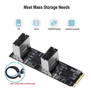 8 Port RAID SATA III 6Gbp/s M.2 B + M anahtar adaptörü PCI-e 3.0x2 bant genişliği dahil 2 Mini SAS 4 SATA kablo desteği ZFS RAID - Product Image 2