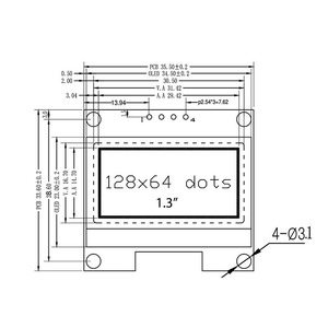 1.30 "12864 128x64 OLED COG COB display module bule bianco giallo pannello schermo a colori SH1106 4pin interfaccia I2C - Product Image 5