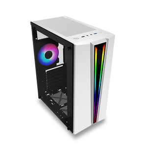 COOLMOONOEMカスタムロゴCPUシャシーPCキャビネットゲームカラーストライプホワイトコンピュータケースデスクトップATX PCケース - Product Image 2