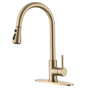 キッチン蛇口ブラッシュドゴールドステンレス鋼モダンプルアウト工場 - Product Image 1