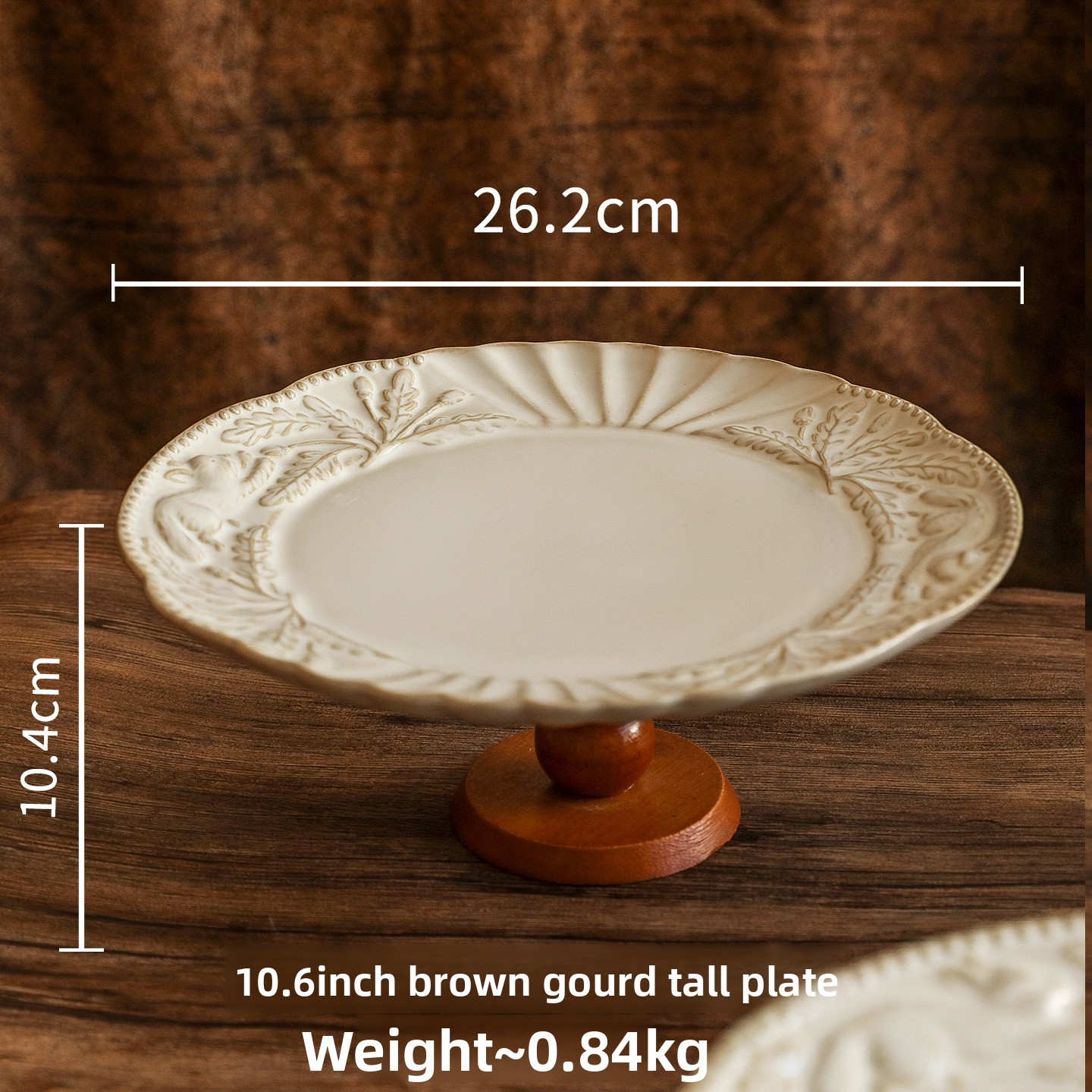 Assiette haute en forme de gourde marron de 10,6 pouces