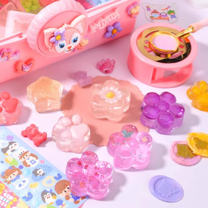 Sanrio kızlar için DIY malzeme paketi seti tutam yangın boya mühür jöle balmumu parçacıklar kedi pençe dekompresyon oyuncaklar silikon yapılmış