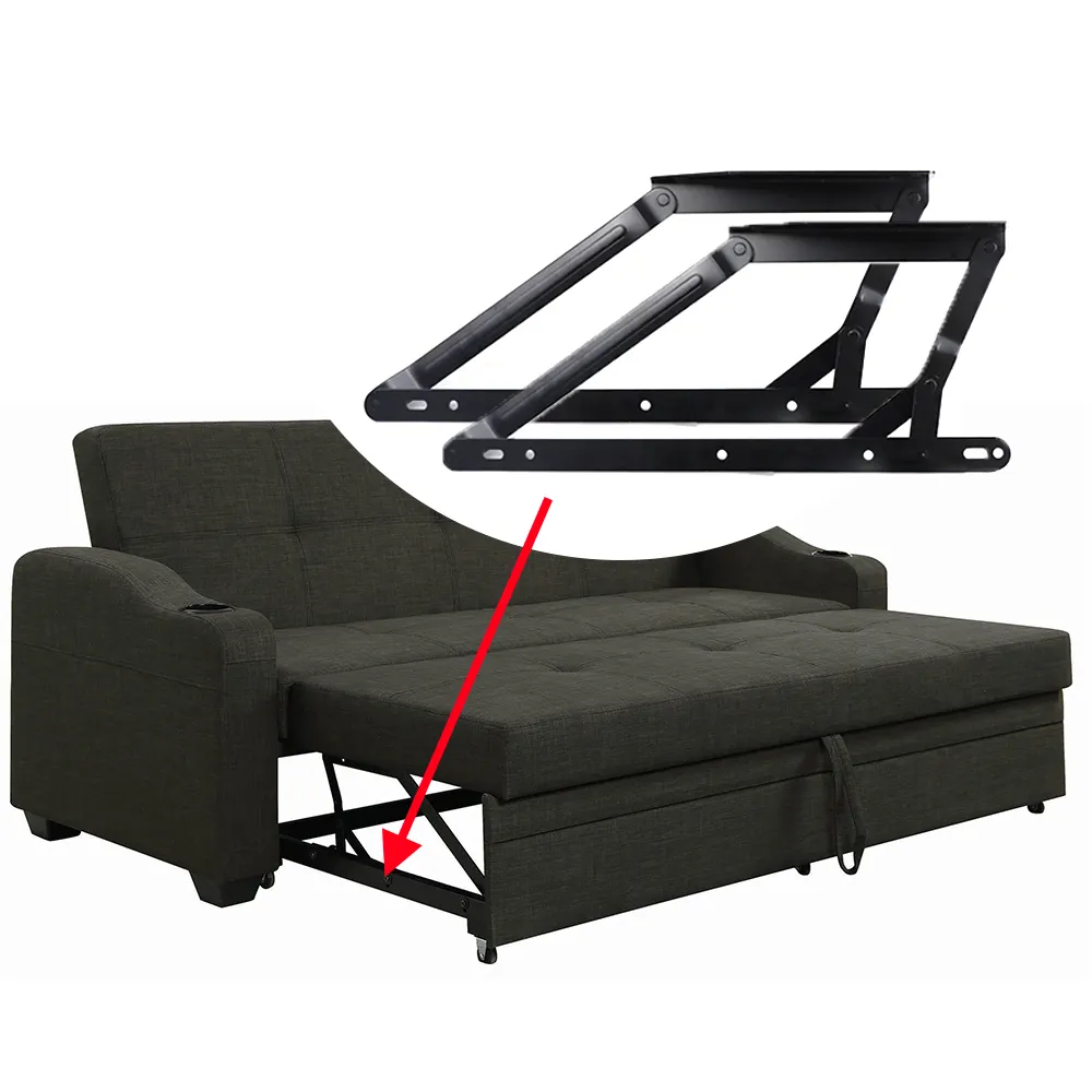 Sistema de mecanismo para sofá cama, bisagras de soporte de tracción, estante de almacenamiento paralelo, deslizante y de elevación, sofá cama plegable