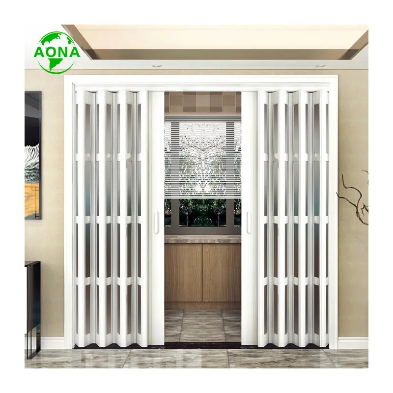 Conveniente Bi Fold Interior Balcón Vidrio Deslizante PVC Blanco/Puerta plegable de aluminio