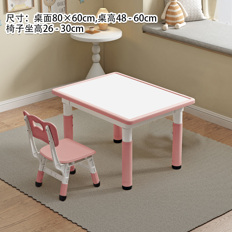 Tableau blanc, table et chaise rose bégonia