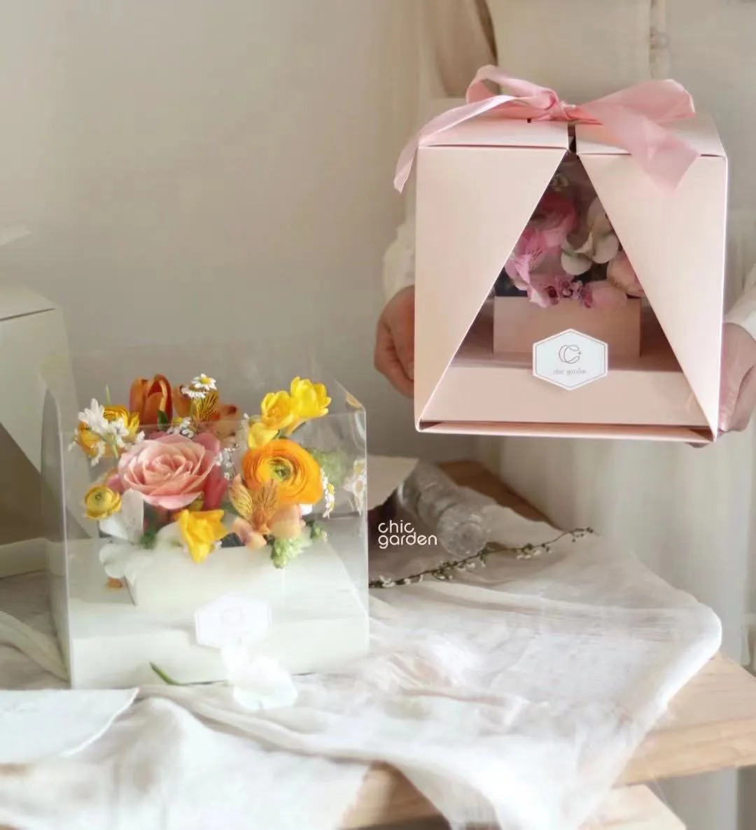 IMEE-Caja de regalo transparente con ventana para Día de la madre, embalaje de flores para regalo, Día de San Valentín, boda