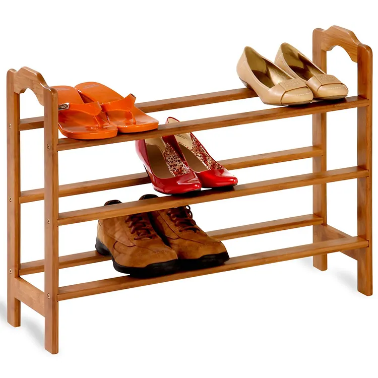 3-tier sapateira para organizar sapatos, chinelos, e botas Sapateira de Bambu