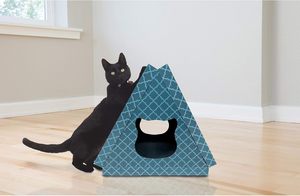 Refugio corrugado para escalada de gatos, tienda de campaña para tigres, alfombrilla para rascar con infusión de hierba gatera, gatos de interior, Color Cian, rascador de árbol para gatos de igual tamaño - Product Image 2