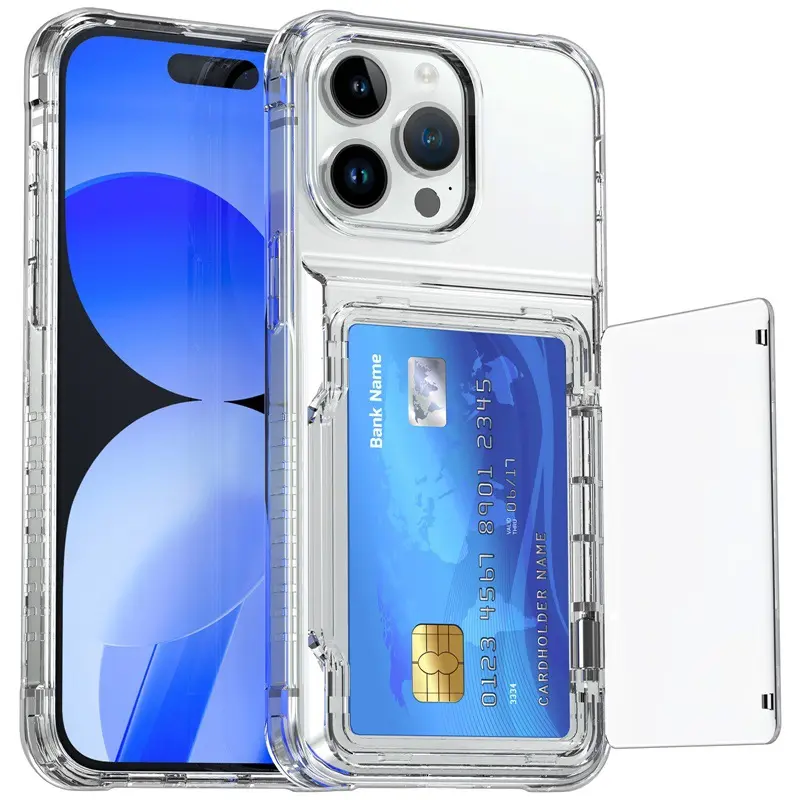 Suitable for iPhone15 transparent phone case 14ProMax Clamshell card all-inclusive anti-fall 13 protective case
