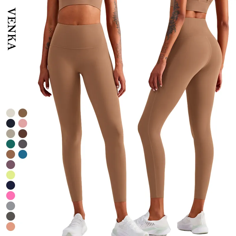 Calças leggings femininas de cintura alta anti-rolamento para ioga, calças justas fitness de alta qualidade à prova de agachamento, tecido Ly-cra, novo design