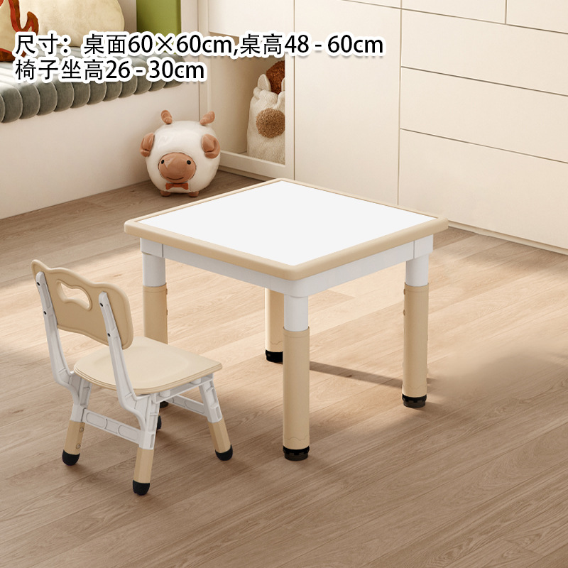 Una mesa y silla de madera blanca.