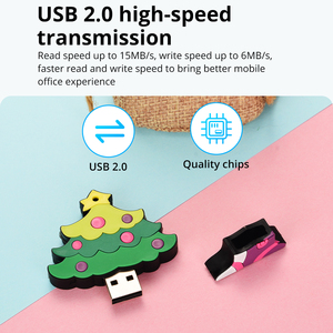 圣诞树聚氯乙烯u盘2.0定制闪存棒8gb 16gb 32gb 64GB树形Usdt聚氯乙烯u盘作为礼物 - Product Image 3