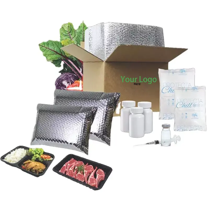 एल्यूमीनियम पन्नी लाइनर अछूता शिपिंग बक्से कंटेनर थर्मल सर्द गत्ते का डिब्बा बॉक्स जमे हुए भोजन के लिए कूलर गत्ता बॉक्स