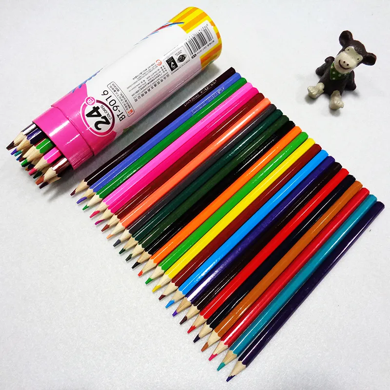 Conjunto de lápis de madeira, conjunto de lápis de madeira com 24 cores, lápis coloridos para estudantes da escola